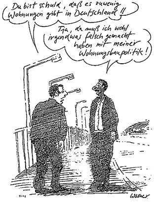 Karikatur: Wohnungsbaupolitik